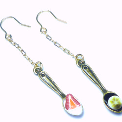 2 flavors Spoon Dangle  Earrings. 1枚目の画像