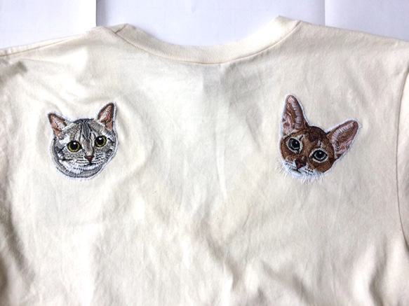 リアル猫ちゃん刺繍Tシャツ 2枚目の画像