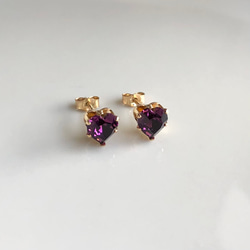 ≪14kgf≫vintage swarovski ハートピアス　アメジスト 3枚目の画像