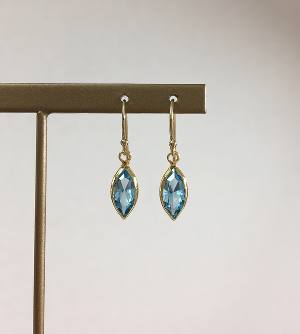 ≪14kgf≫vintage swarovski アクア フックピアス 3枚目の画像