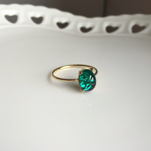 ≪14kgf≫vintage swarovskiリング スターエメラルド 指輪・リング mii