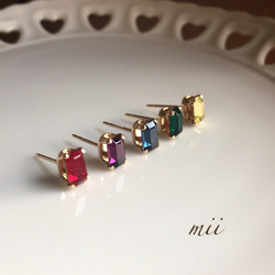 ≪14kgf≫vintage swarovski オクタゴン スタッドピアス 1枚目の画像