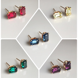 ≪14kgf≫vintage swarovski オクタゴン スタッドピアス 3枚目の画像