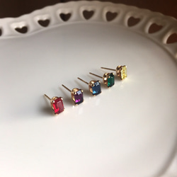 ≪14kgf≫vintage swarovski オクタゴン スタッドピアス 4枚目の画像