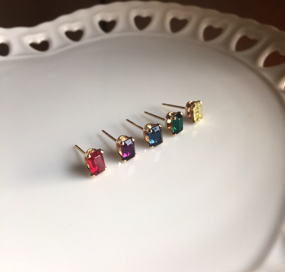 ≪14kgf≫vintage swarovski オクタゴン スタッドピアス 4枚目の画像