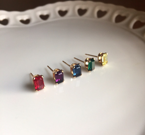 ≪14kgf≫vintage swarovski オクタゴン スタッドピアス 5枚目の画像