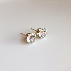 ≪14kgf≫vintage  swarovski アイリス 7.5mm 一粒ピアス 5枚目の画像