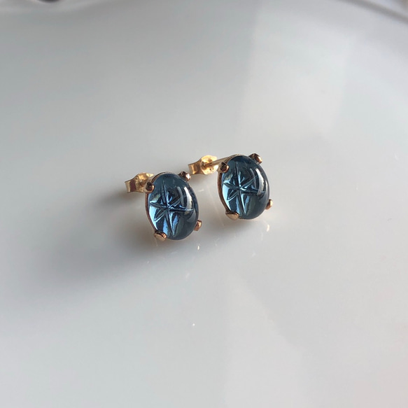 ≪14kgf≫vintage swarovski スターブルー 一粒ピアス 2枚目の画像