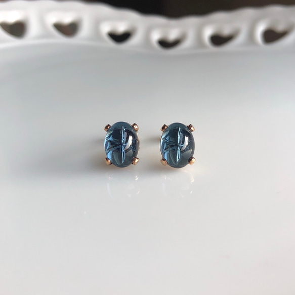 ≪14kgf≫vintage swarovski スターブルー 一粒ピアス 5枚目の画像