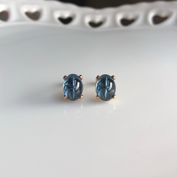 ≪14kgf≫vintage swarovski スターブルー 一粒ピアス 6枚目の画像