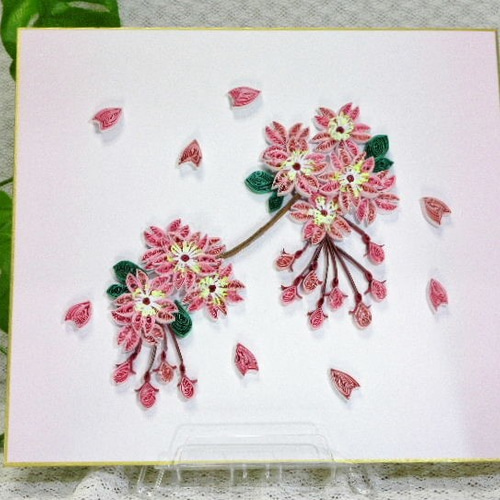 ペーパークイリング・アート色紙「桜」 その他アート Hand Made SANO  
