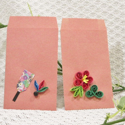 ペーパークイリング」ポチ袋（朱） ぽち袋・お年玉袋 Hand Made