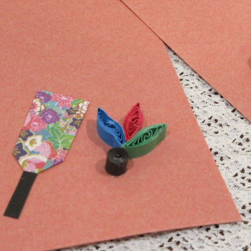 ペーパークイリング」ポチ袋（朱） ぽち袋・お年玉袋 Hand Made