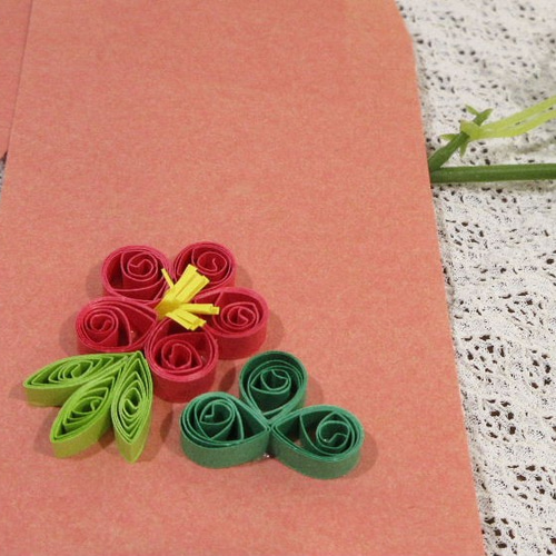 ペーパークイリング」ポチ袋（朱） ぽち袋・お年玉袋 Hand Made