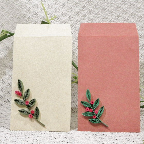 ポチ袋/ハンドメイド/クイリング/ ペーパークイリング」ポチ袋（木の実） ぽち袋・お年玉袋 Hand