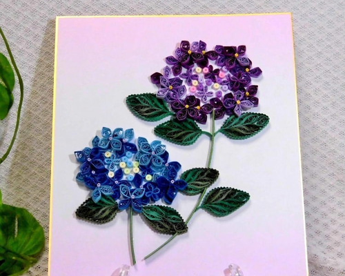 クミページ　確認画像　あじさいインテリア　ペーパークイリング ペーパークイリング 紫陽花(アジサイ)の通販 by スカイ's shop
