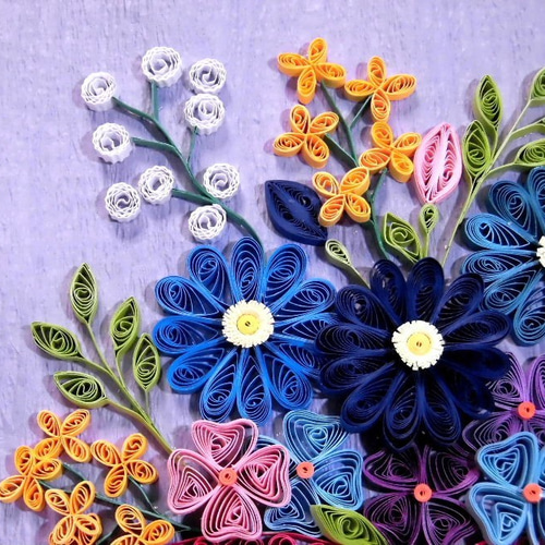 ペーパークイリング・アート色紙「花束」 その他アート Hand Made SANO