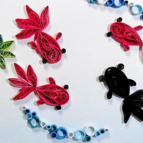 ペーパークイリング・アート色紙「金魚」 その他アート Hand Made SANO