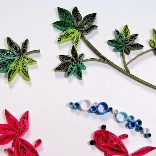 クイリングアート ♡m ペーパークイリング・アート色紙「金魚」 その他アート Hand Made SANO