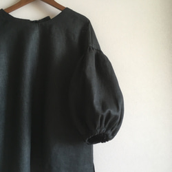 ベルギー産blackリネン  ＊  ボリューム袖ブラウス  Mサイズ 3枚目の画像