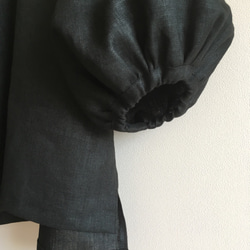 ベルギー産blackリネン  ＊  ボリューム袖ブラウス  Mサイズ 5枚目の画像