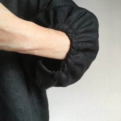 ベルギー産blackリネン  ＊  ボリューム袖ブラウス  Mサイズ 6枚目の画像