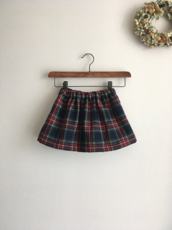 SALE  ウール＊ タータンチェックのスカート ＊サイズ90 2枚目の画像