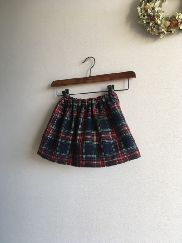 SALE  ウール＊ タータンチェックのスカート ＊サイズ90 3枚目の画像