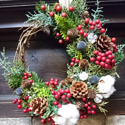 Creema限定】クリスマスフレッシュリース 25cm リース reranonno