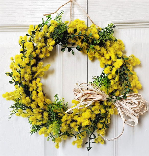 ナチュラルリース ミモザリース ミモザのナチュラルリース｜北欧インテリアにおすすめ｜シャビーな