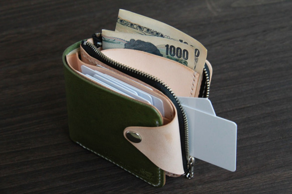 ペリカン二つ折り財布(緑) 4枚目の画像