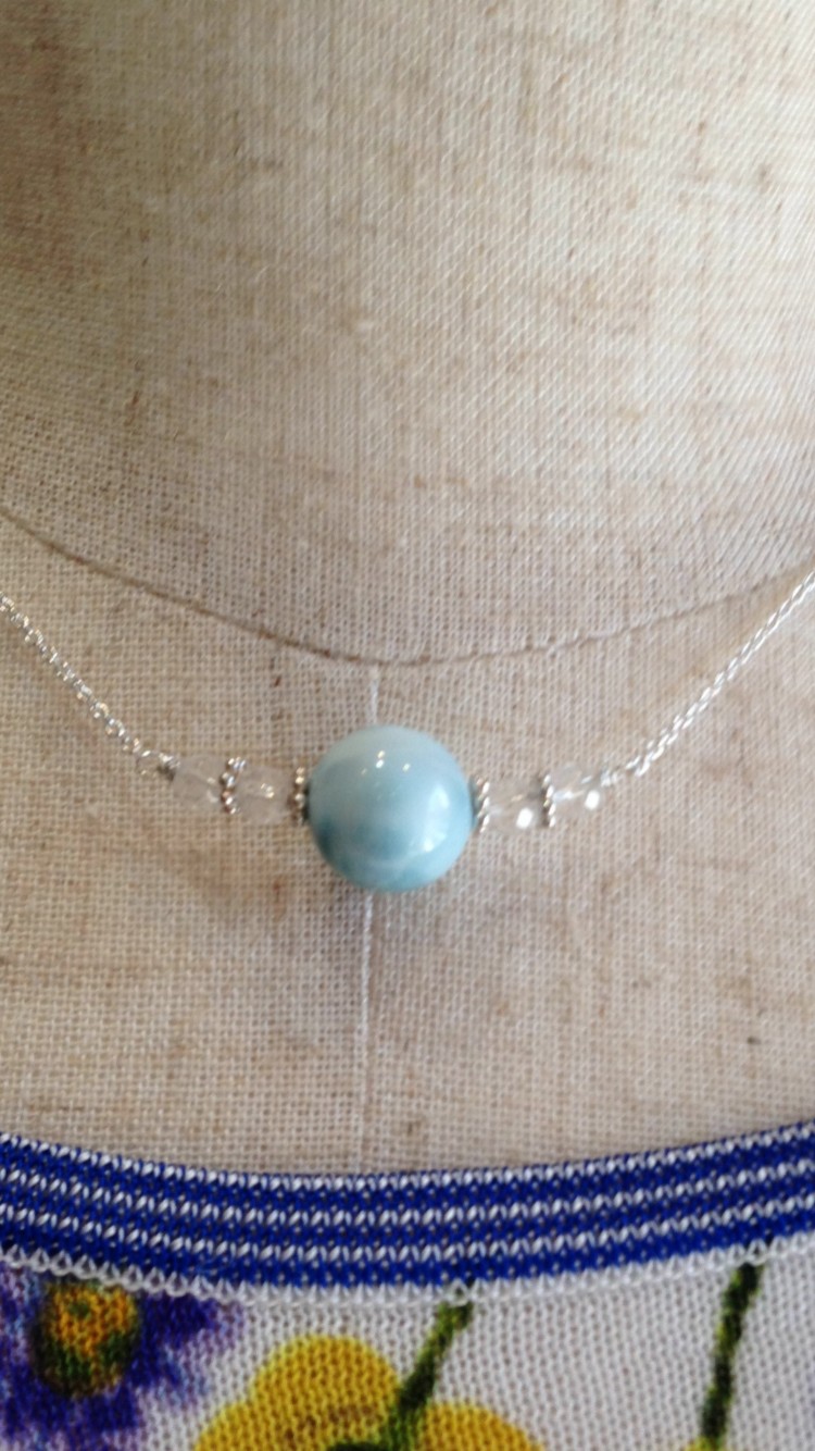 送料無料１２ｍｍラリマーSilverネックレス