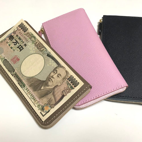 最小L字長財布 名入れ ほぼ一万円札サイズ 長財布 みどり 通販