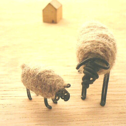 羊の親子（灰茶）wire＆wool  ワイヤークラフト 1枚目の画像
