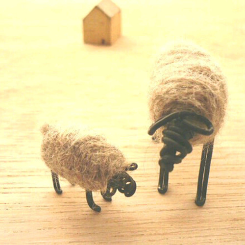 羊の親子（灰茶）wire＆wool ワイヤークラフト 羊毛フェルト