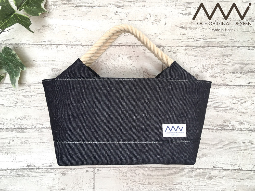 〖受注制作〗ロープ紐ハンドルのミニトートバッグ デニム