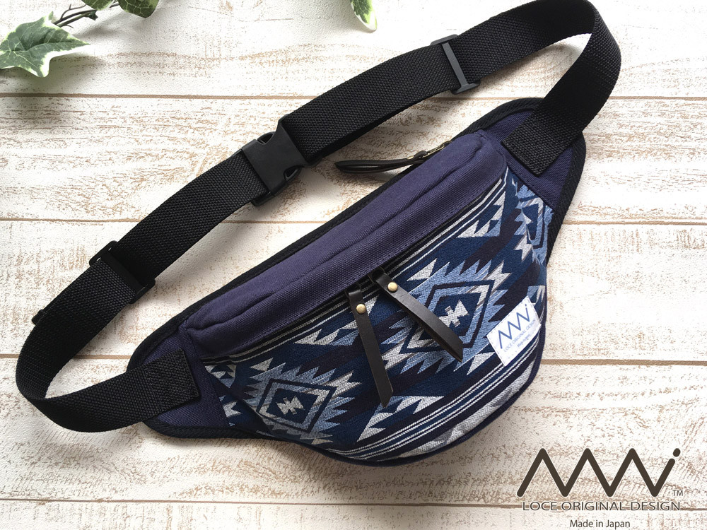 〖受注制作〗ウエストポーチ/ボディバッグ＊オルテガ柄2way仕様バッグ