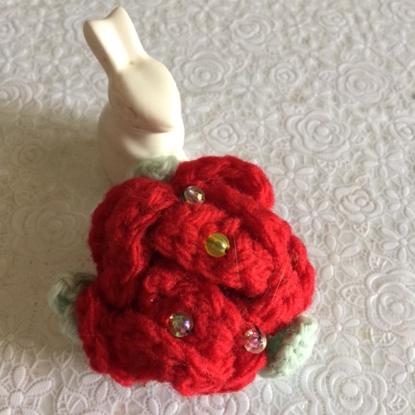 *antique red rose brooch* 2枚目の画像