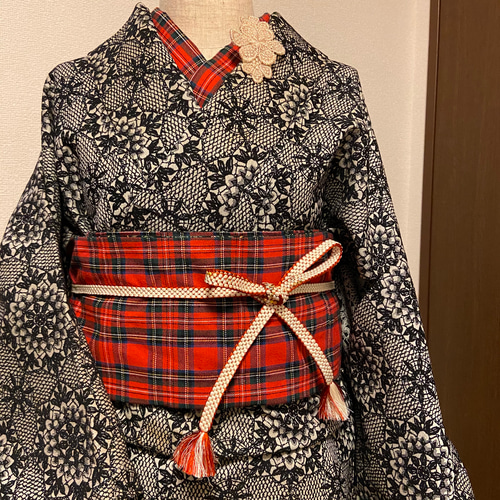 お洒落 半襟 ☆タータンチェック☆帯とおそろい 和装小物（帯・半襟