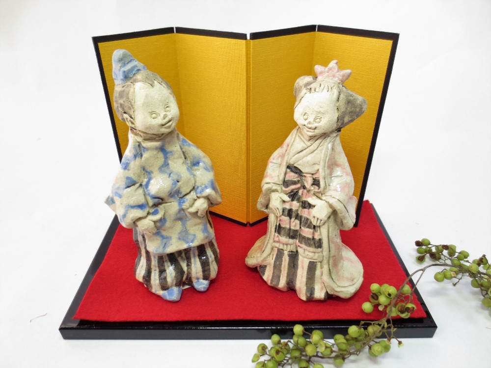 ブルー×ピンク　－立ち雛人形－