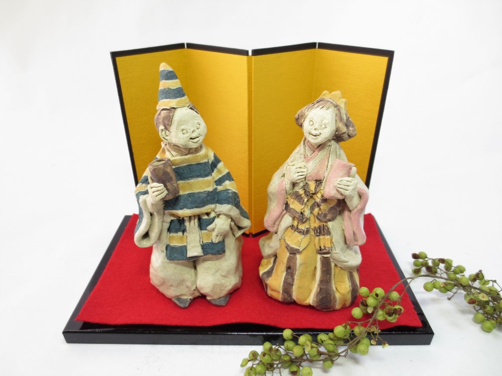 紺×黄　－立ち雛人形－