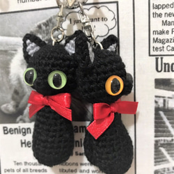 選べる☆赤リボンの黒猫あみぐるみ☆受注製作品 5枚目の画像