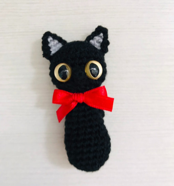 選べる☆赤リボンの黒猫あみぐるみ☆受注製作品 6枚目の画像