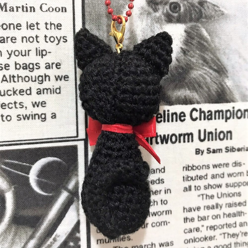 選べる☆赤リボンの黒猫あみぐるみ☆受注製作品 あみぐるみ