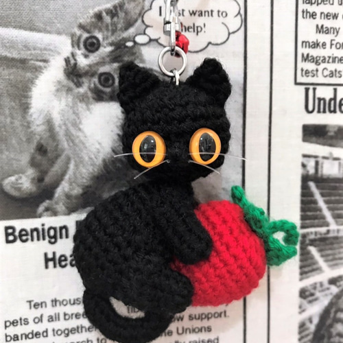 黒猫のウェディング♡あみぐるみ♡キーホルダー・ストラップ