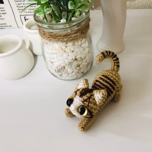 のびのび茶トラ猫あみぐるみ♡キーホルダー・ストラップ・ボール