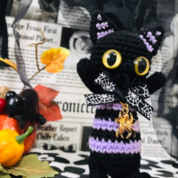 ハロウィン限定 黒猫 死神 仲良し あみぐるみ ハロウィン限定 黒猫 死神 仲良し あみぐるみ