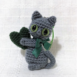 グレー猫＊ハート☆あみぐるみ♡キーホルダー・ストラップ・ボール