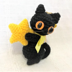 黒猫＊★お星さま☆あみぐるみ♡キーホルダー・ストラップ・ボールチェーン☆受注製作品 3枚目の画像