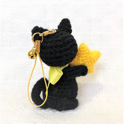 黒猫＊★お星さま☆あみぐるみ♡キーホルダー・ストラップ・ボールチェーン☆受注製作品 5枚目の画像